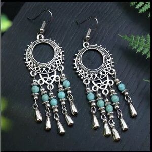 Southwest Style Turquoise Dreamcatcher Earrings